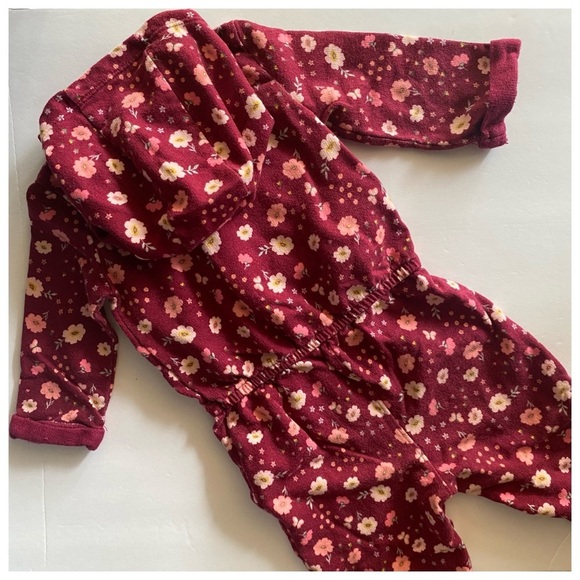 Carter's Floral Lovely Jumpsuit Burgundy 24M - Picture 3 of 5